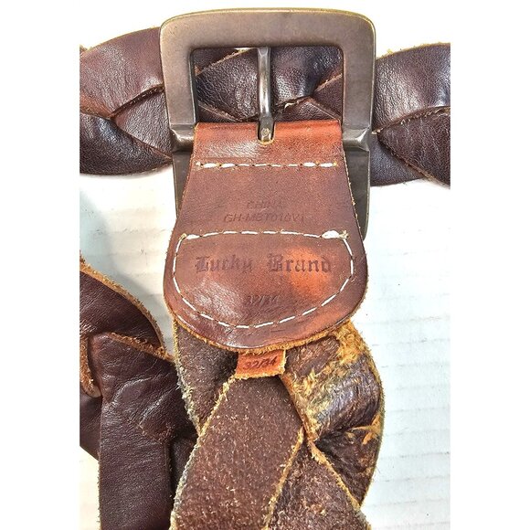 Lucky Brand Braided Leather Belt With Metal Buckle Dark Brown 32/34 - Picture 6 of 8
